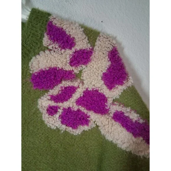 FRNCH Paris Ulyssia Floral Sweater Coquette Soft Boho Cottage Green Sz Medium - Picture 4 of 8
